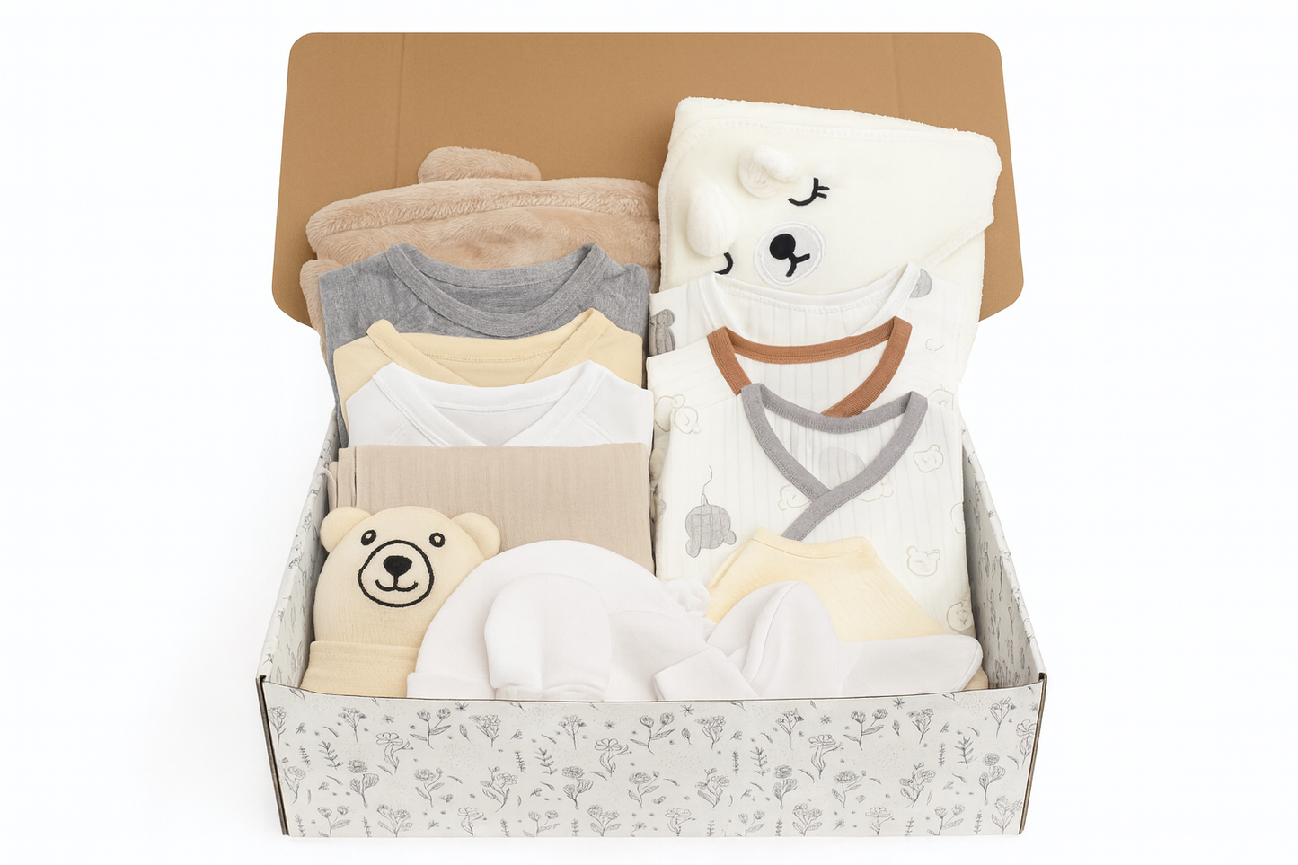 Pack Bébé Premium Maternitys - valise maternité bébé 0-3 mois avec bodies, pyjamas, couverture,set de naissance, lange et doudou
