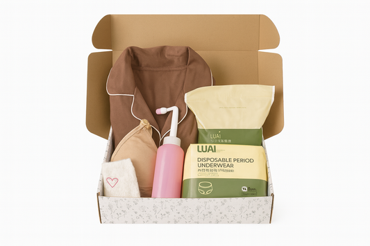 Pack Maman Maternitys - valise maternité pour maman avec pyjama, soutien-gorge allaitement, culottes jetables, coussinets d’allaitement et bouteille périnéale 